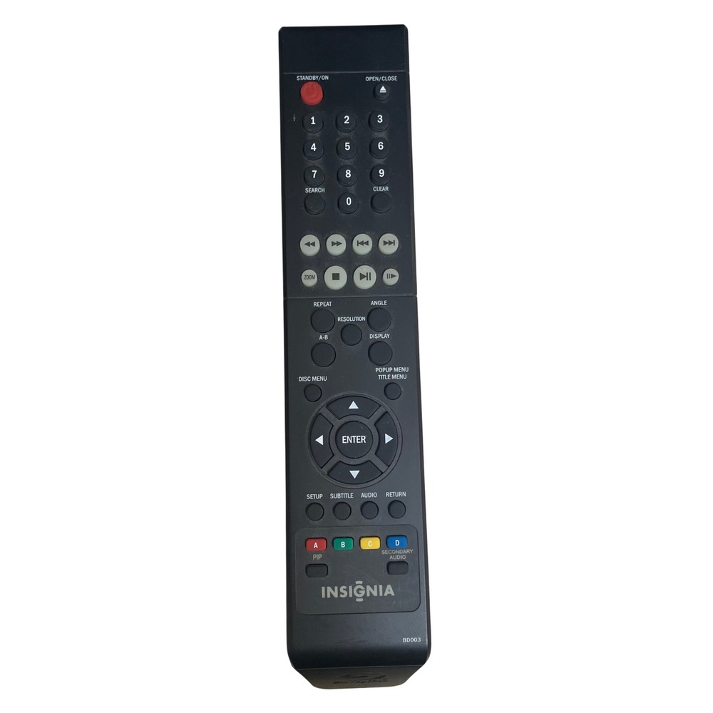 Insignia BD003 Blu-ray‎ Player Remote Control Replacement Black